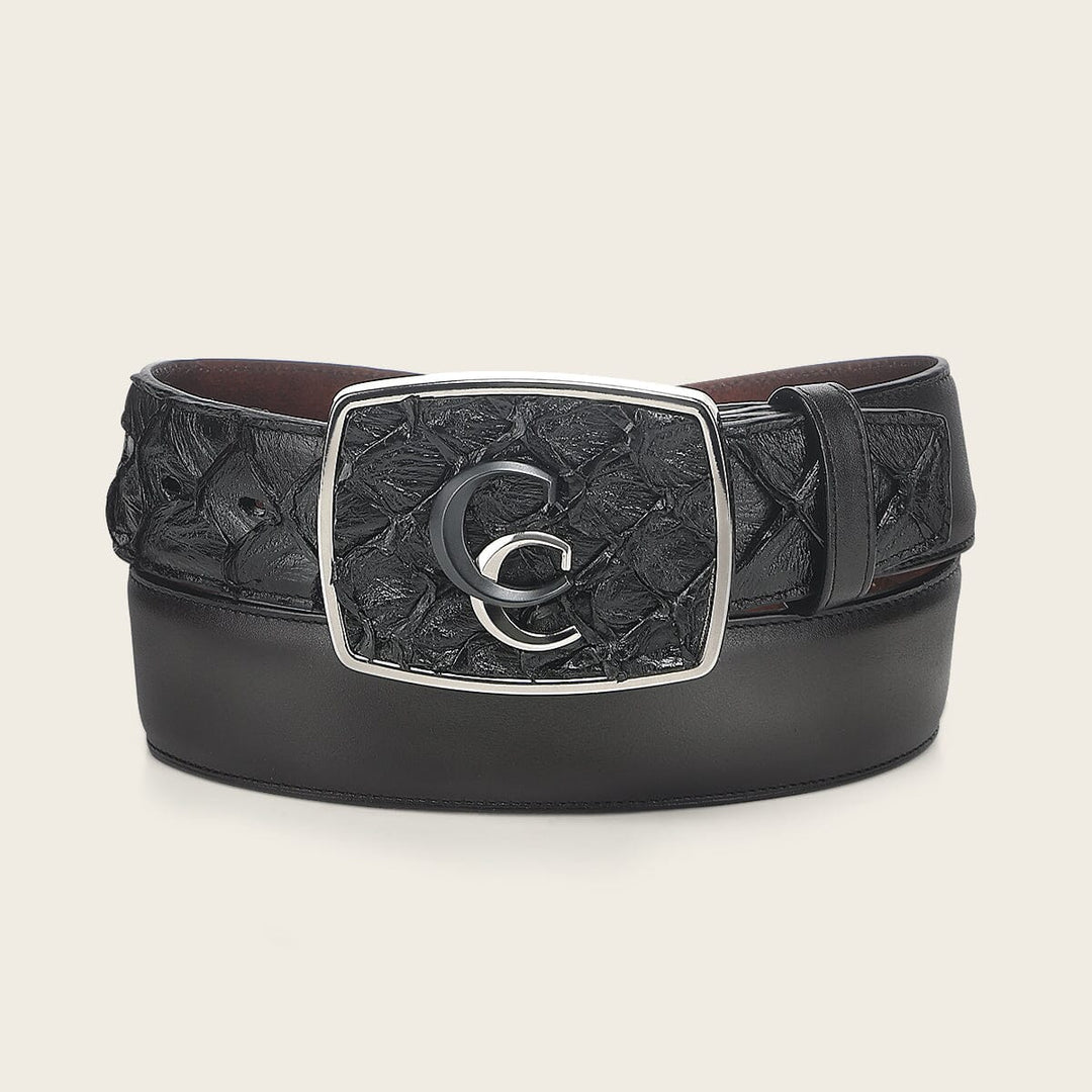 Cinturón vaquero Orígenes en piel genuina de pirarucú para caballero Cinturones 