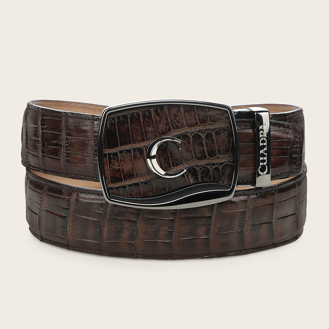 Cinturón vaquero Full Exotic en piel genuina de alligator para caballero