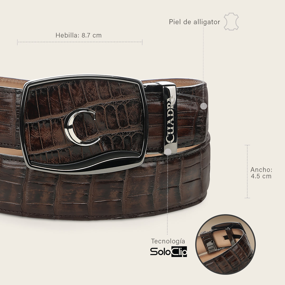 Cinturón vaquero Full Exotic en piel genuina de alligator para caballero
