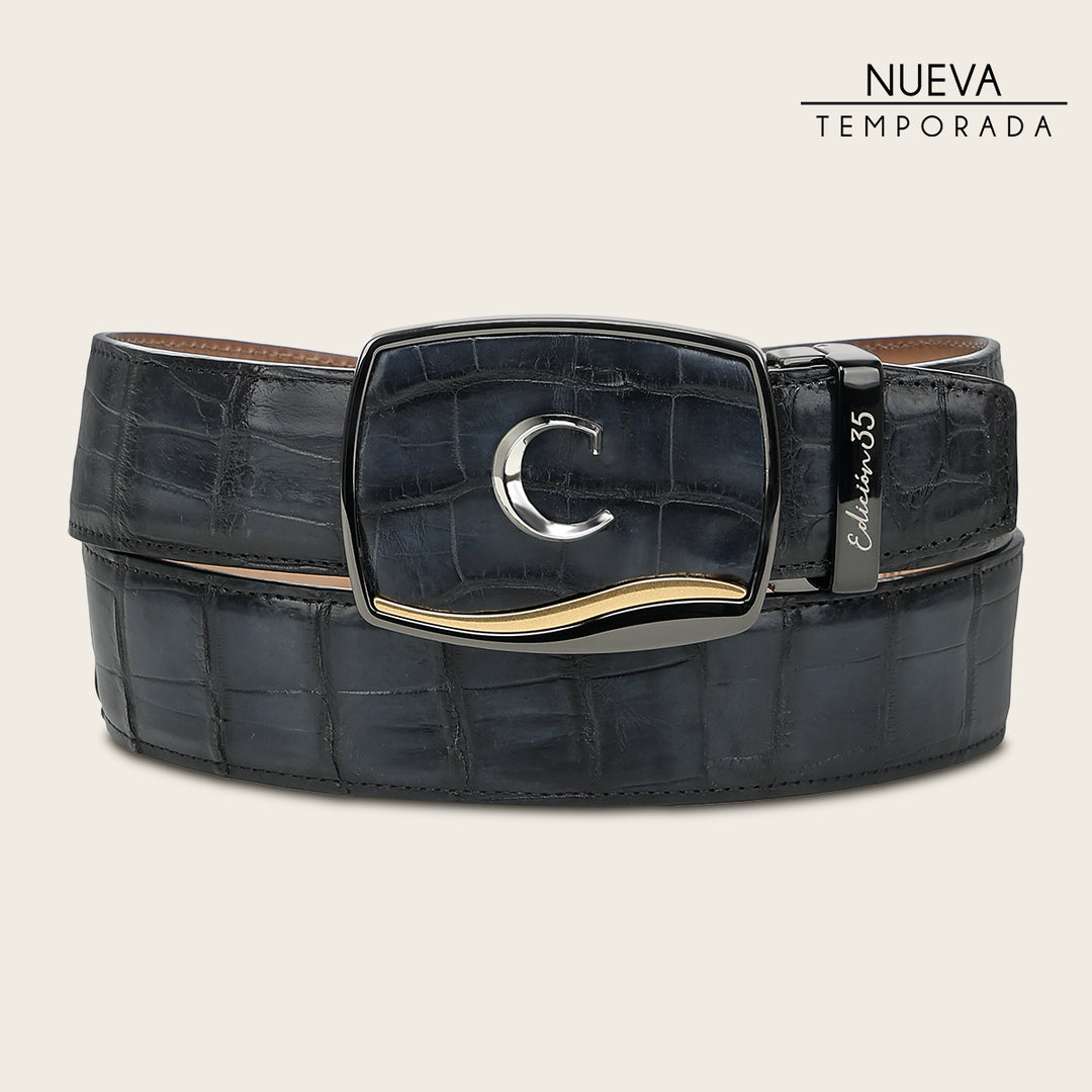 Cinturón vaquero "Edición limitada del 35 aniversario Cuadra” Full Exotic en piel genuina de alligator para caballero
