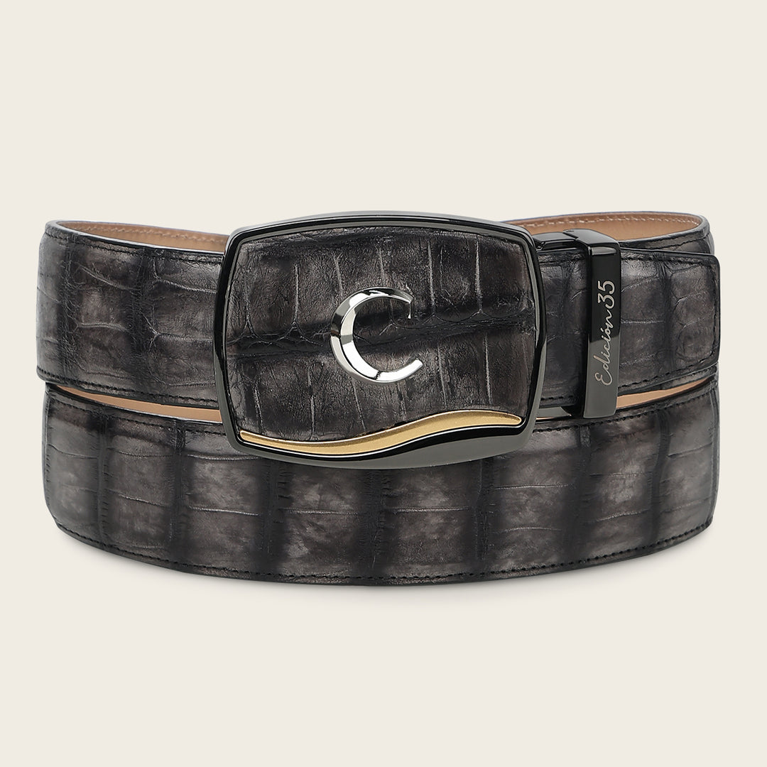 Cinturón vaquero "Edición limitada del 35 aniversario Cuadra” Full Exotic en piel genuina de alligator para caballero