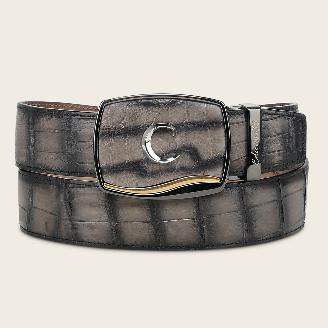 Cinturón vaquero "Edición limitada del 35 aniversario Cuadra” Full Exotic en piel genuina de alligator para caballero
