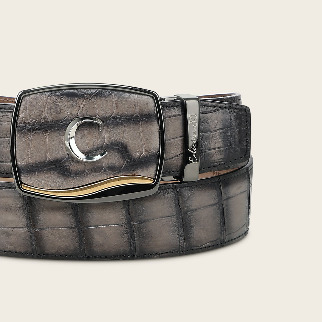 Cinturón vaquero "Edición limitada del 35 aniversario Cuadra” Full Exotic en piel genuina de alligator para caballero