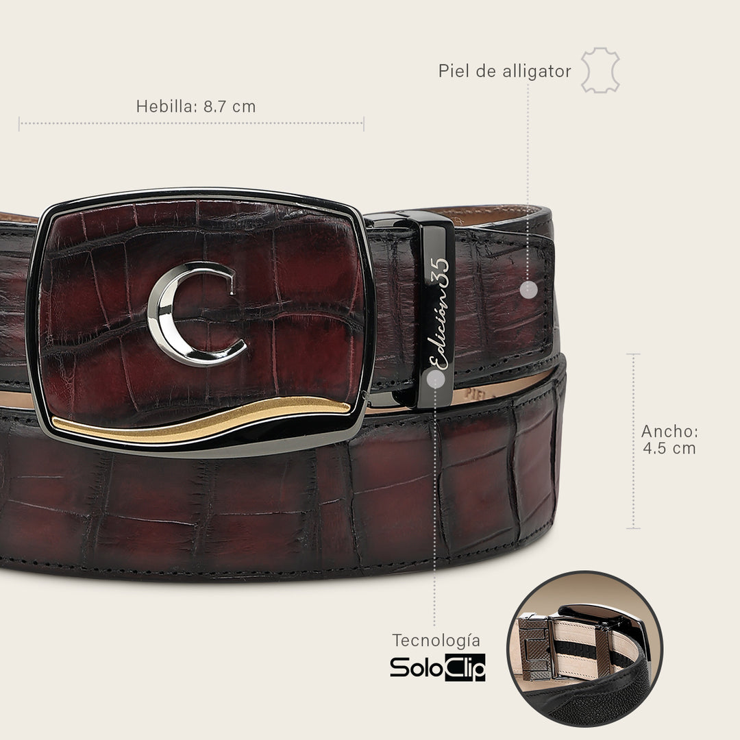 "Edición limitada 35 aniversario" en piel genuina de alligator para caballero