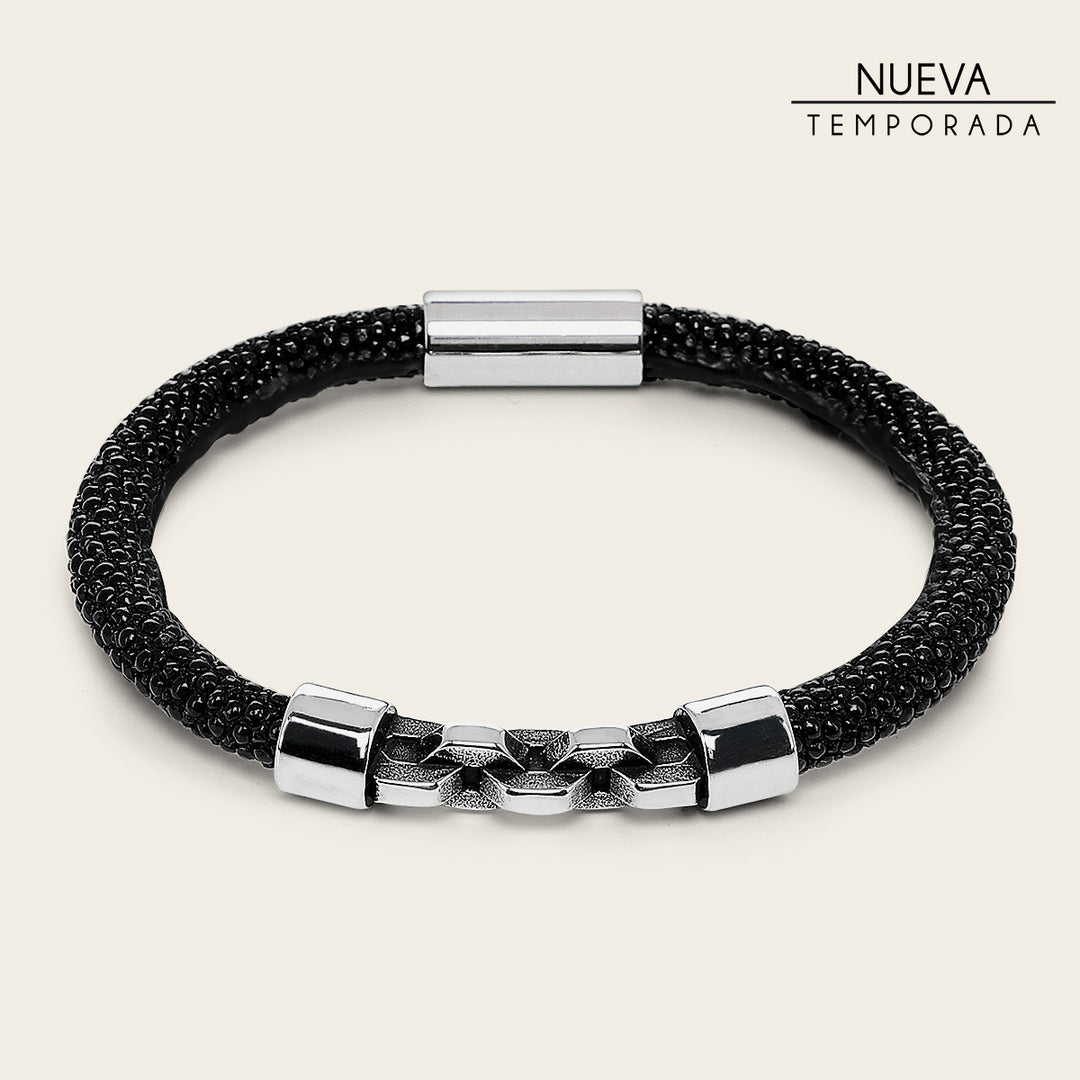 Pulsera en piel genuina de mantarraya para caballero