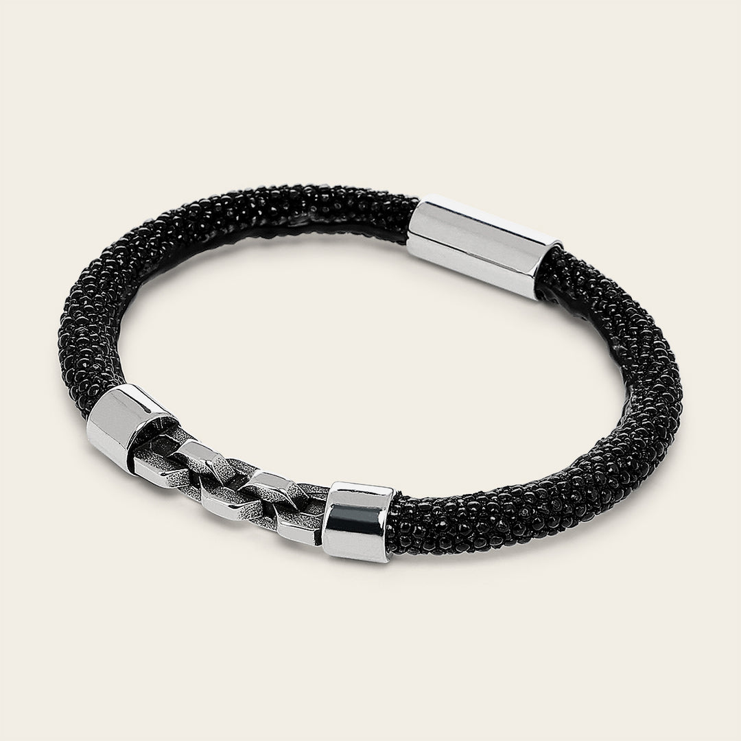 Pulsera en piel genuina de mantarraya para caballero