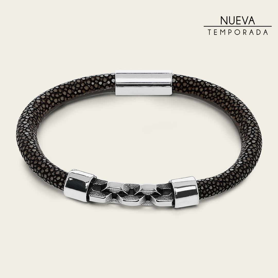 Pulsera en piel genuina de mantarraya para caballero