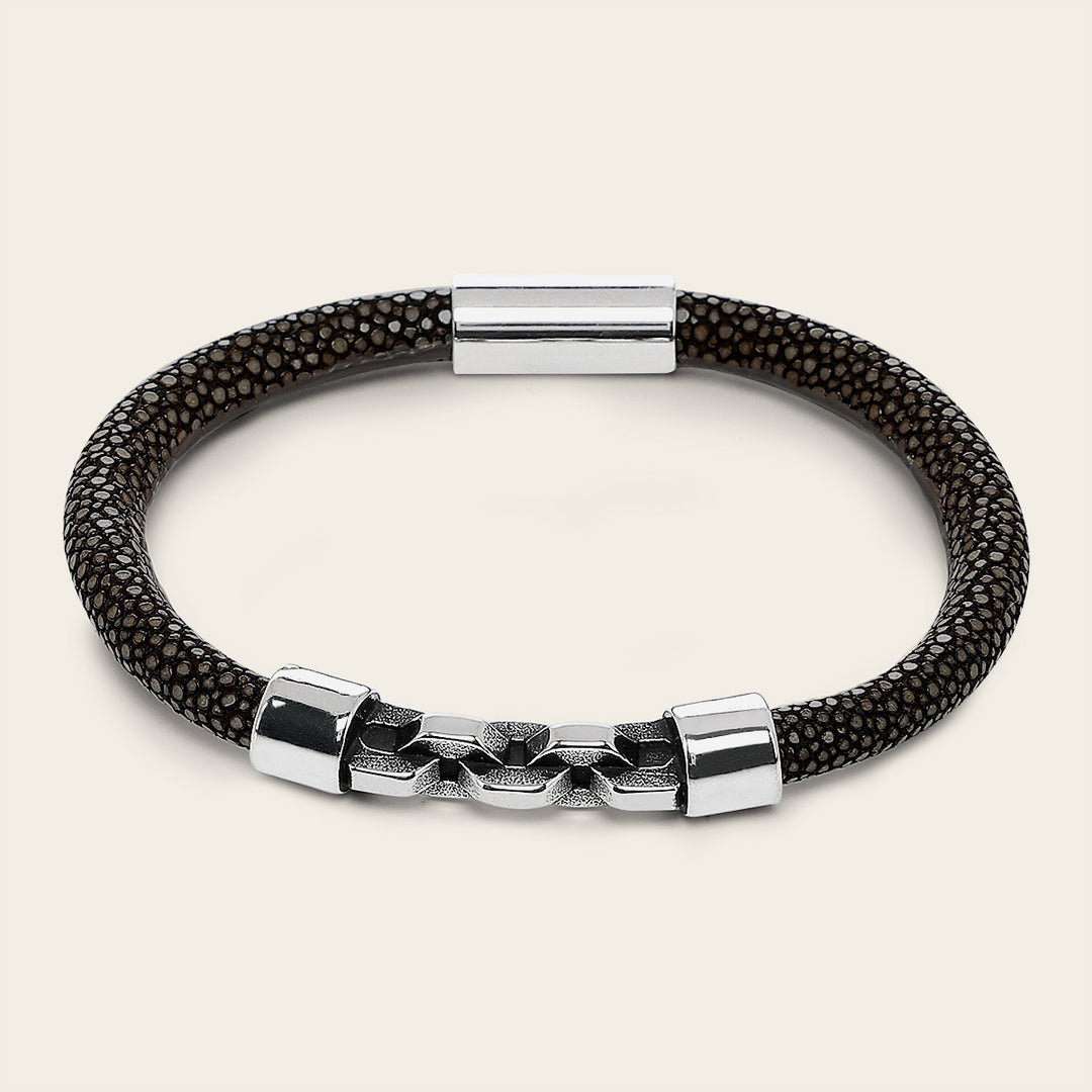 Pulsera en piel genuina de mantarraya para caballero