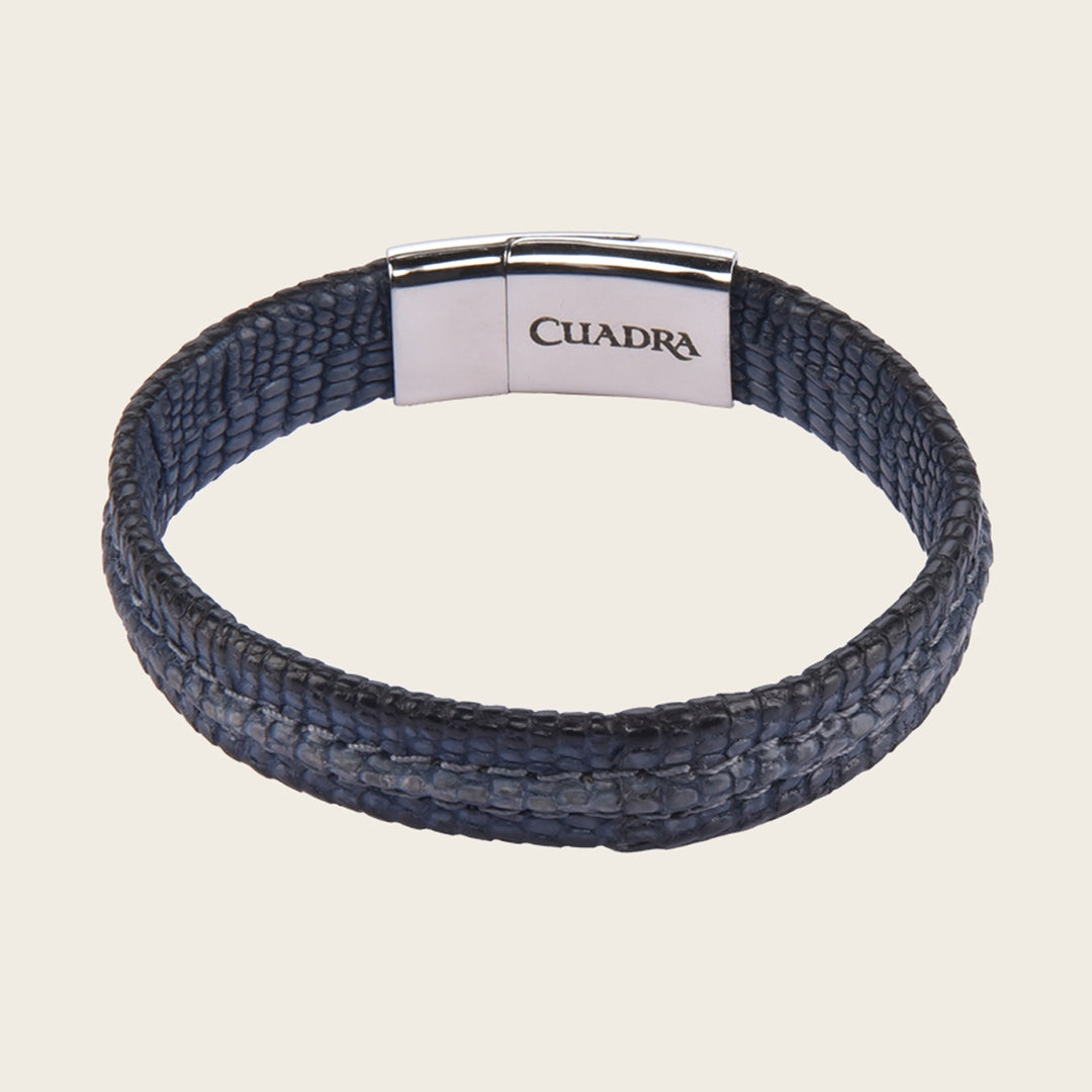 Pulsera Cuadra en piel de lizard para caballero