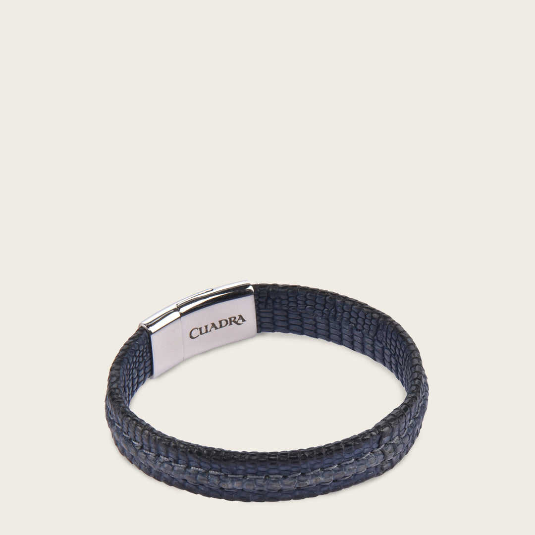 Pulsera Cuadra en piel de lizard para caballero