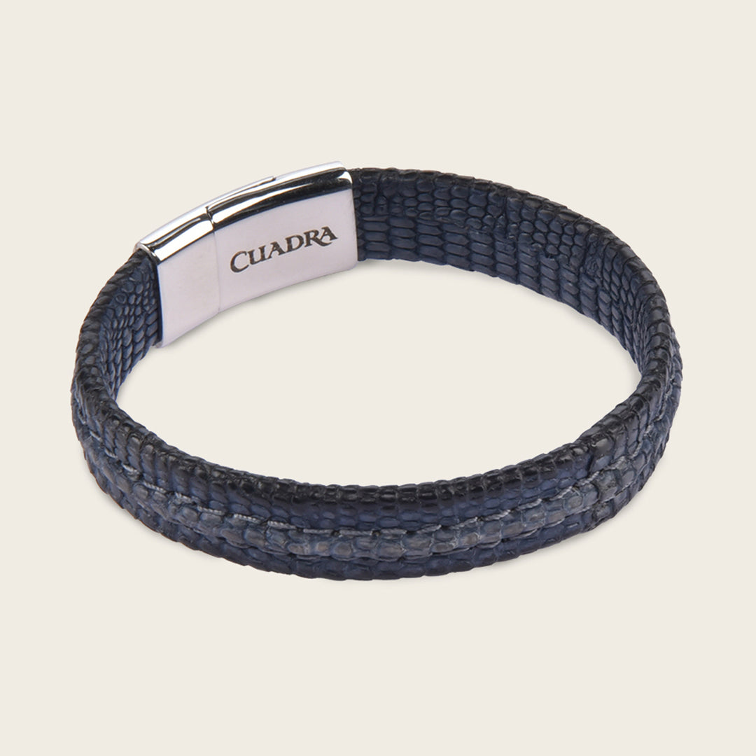 Pulsera Cuadra en piel de lizard para caballero