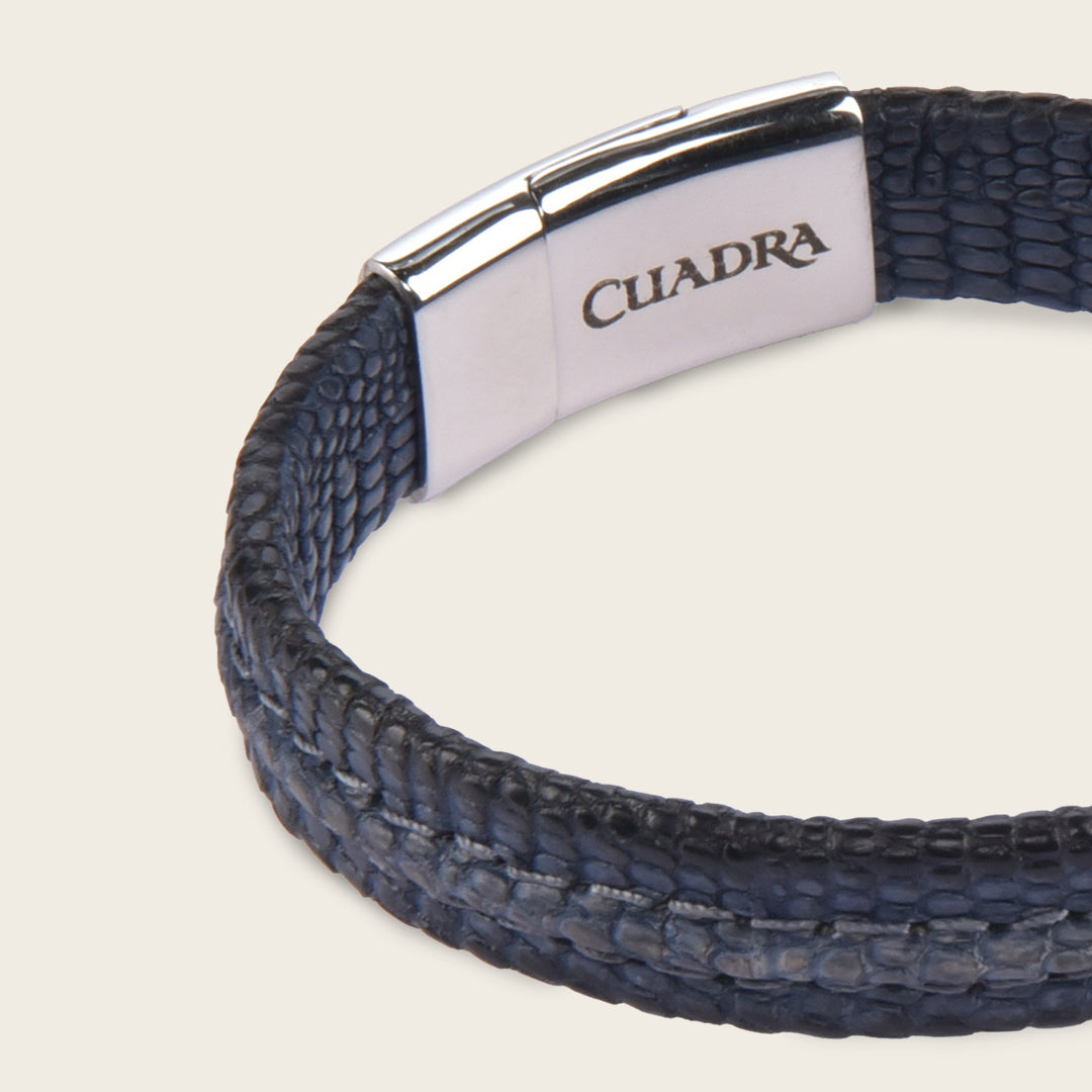 Pulsera Cuadra en piel de lizard para caballero