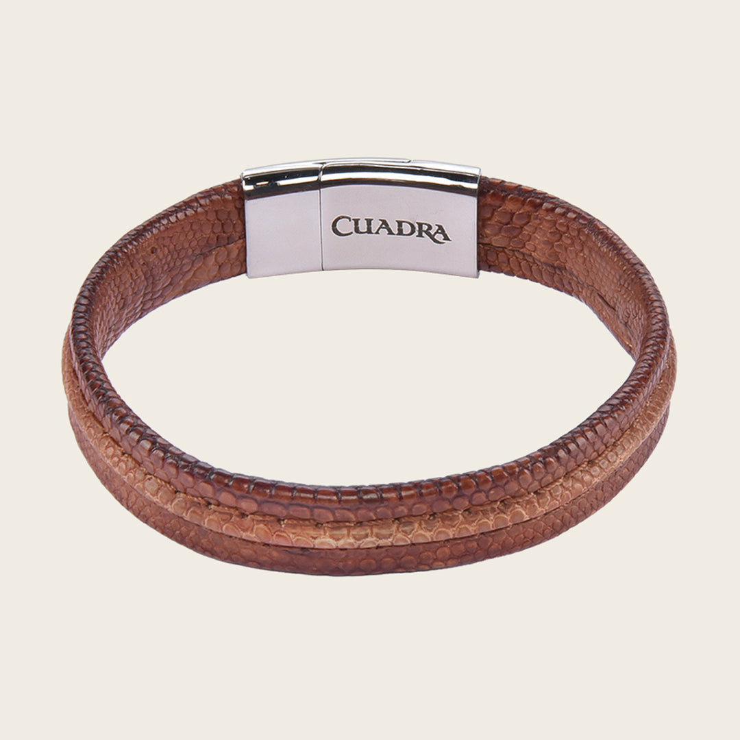 Pulsera Cuadra en piel de lizard para caballero