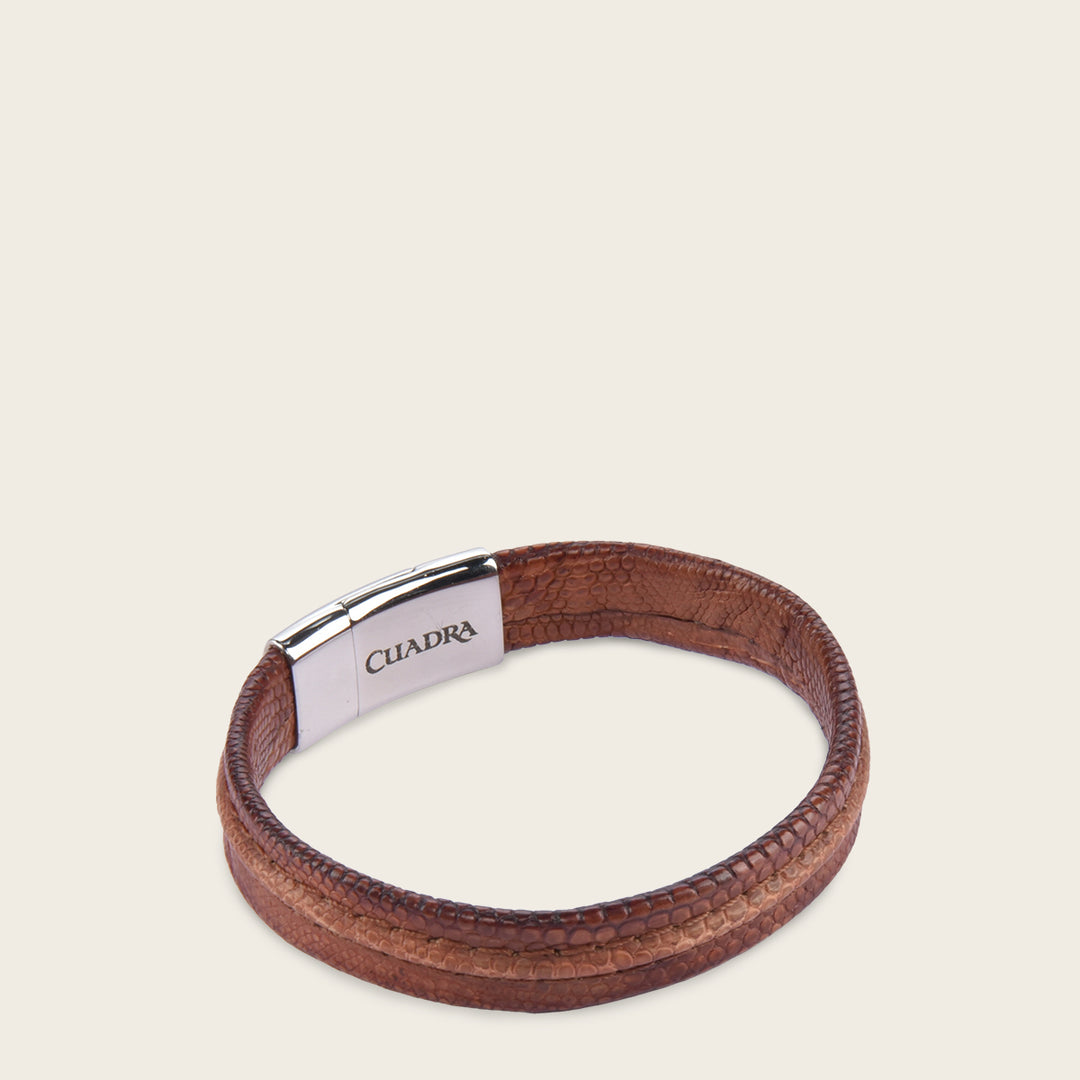 Pulsera Cuadra en piel de lizard para caballero