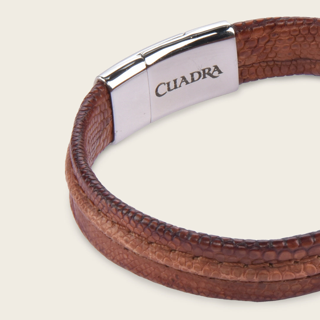 Pulsera Cuadra en piel de lizard para caballero