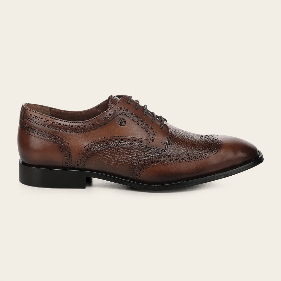 Zapato de vestir tipo Derby en piel genuina de venado italiano para caballero