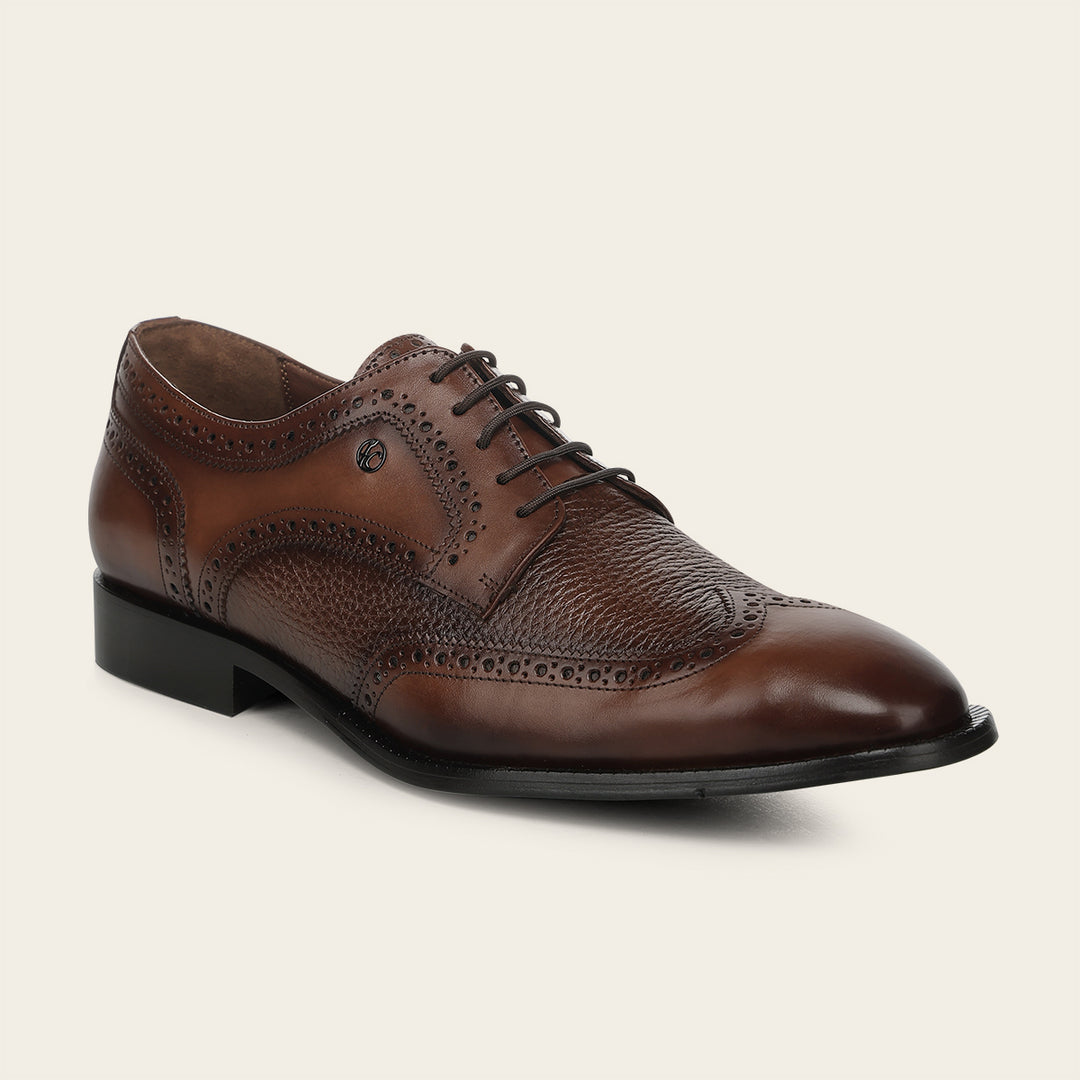 Zapato de vestir tipo Derby en piel genuina de venado italiano para caballero