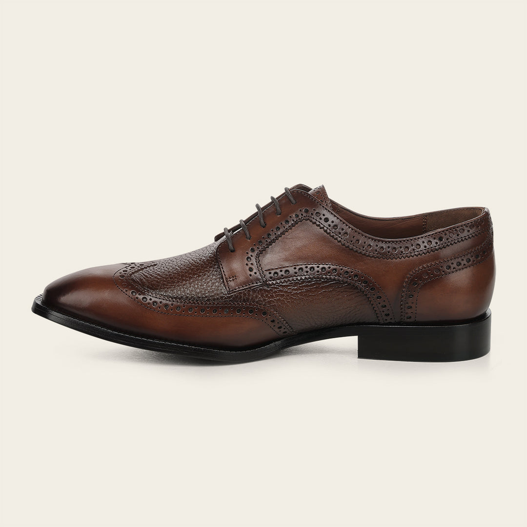 Zapato de vestir tipo Derby en piel genuina de venado italiano para caballero