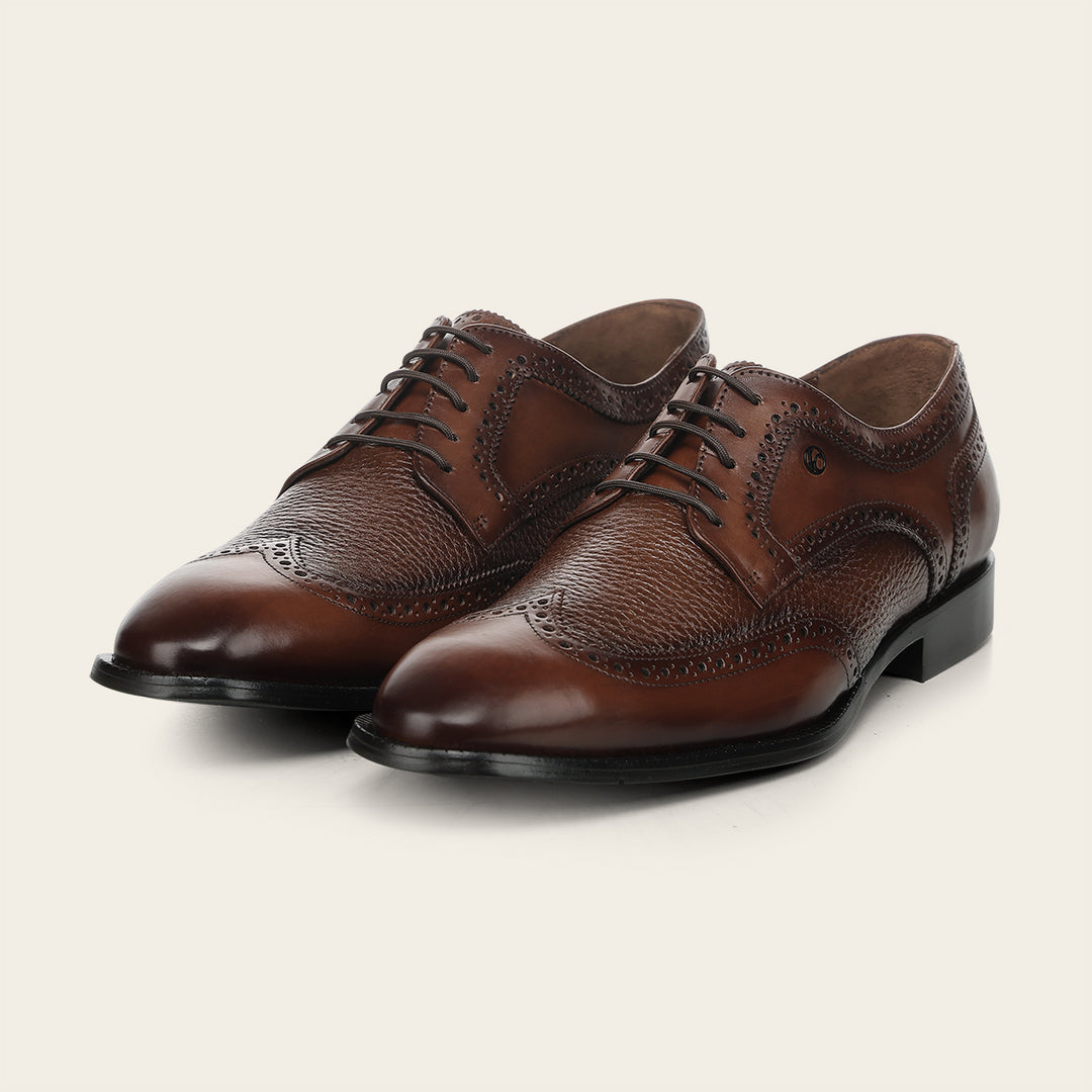 Zapato de vestir tipo Derby en piel genuina de venado italiano para caballero