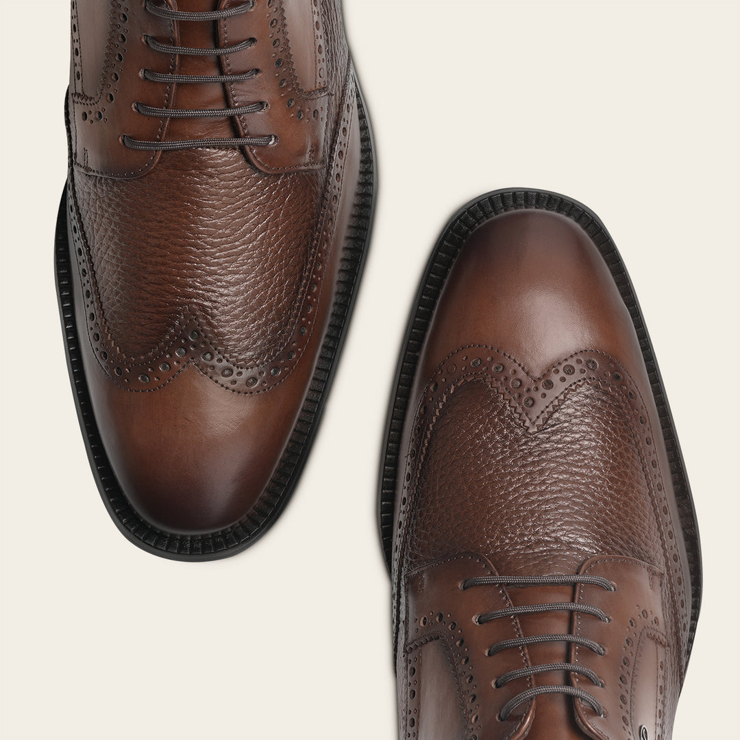 Zapato de vestir tipo Derby en piel genuina de venado italiano para caballero