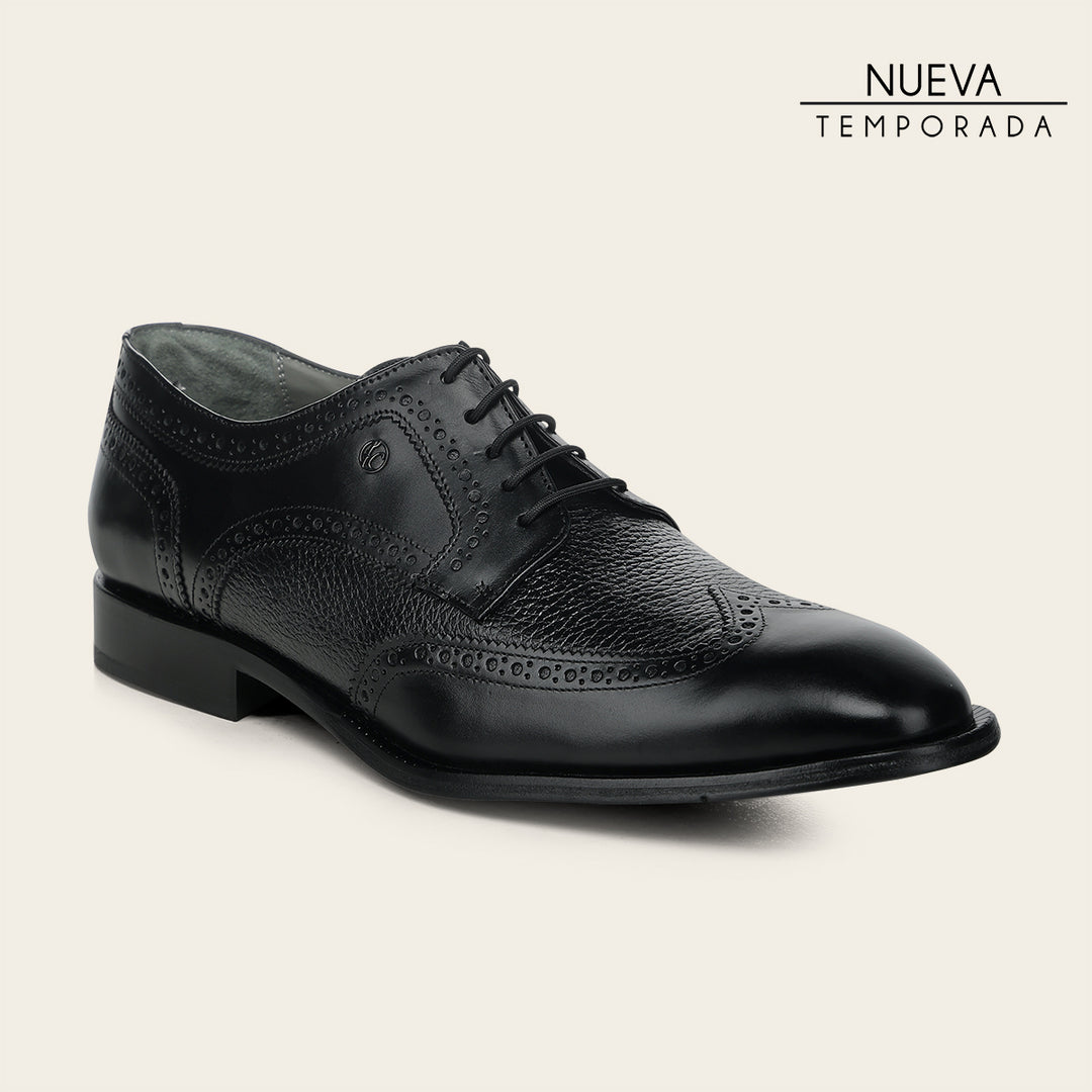 Zapato de vestir tipo Derby en piel genuina de venado italiano para caballero