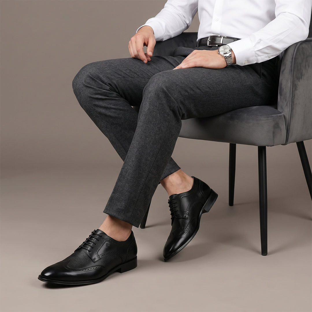 Zapato de vestir tipo Derby en piel genuina de venado italiano para caballero