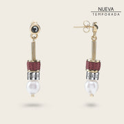 Aretes para dama en piel genuina de lizard Joyería 