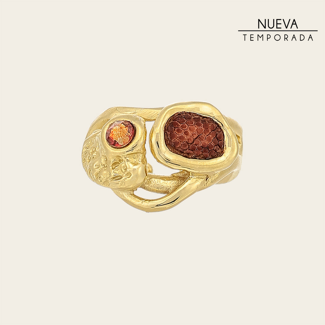 Anillo en piel genuina de lizard para dama