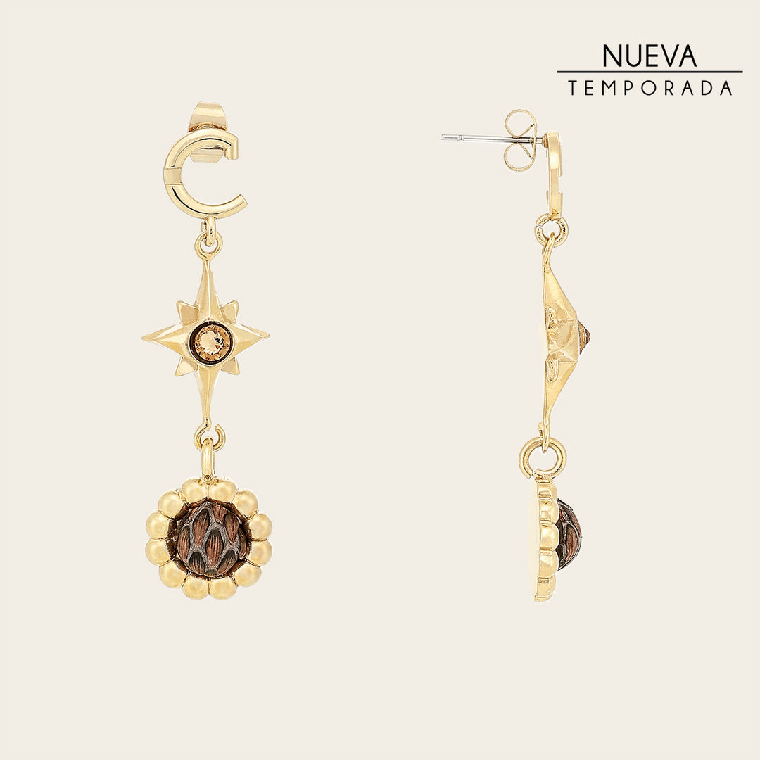 Aretes en piel genuina de pitón para dama