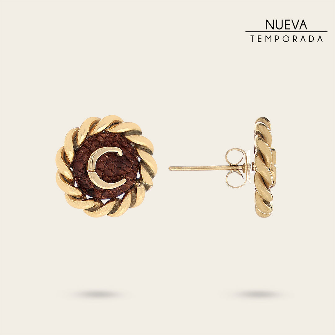 Aretes en piel genuina de lizard para dama