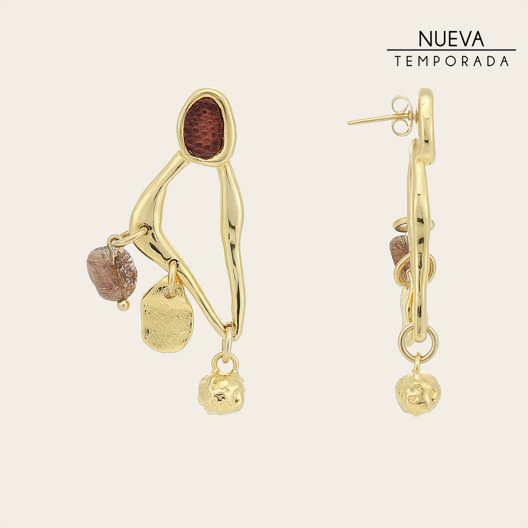 Aretes en piel genuina de lizard para dama