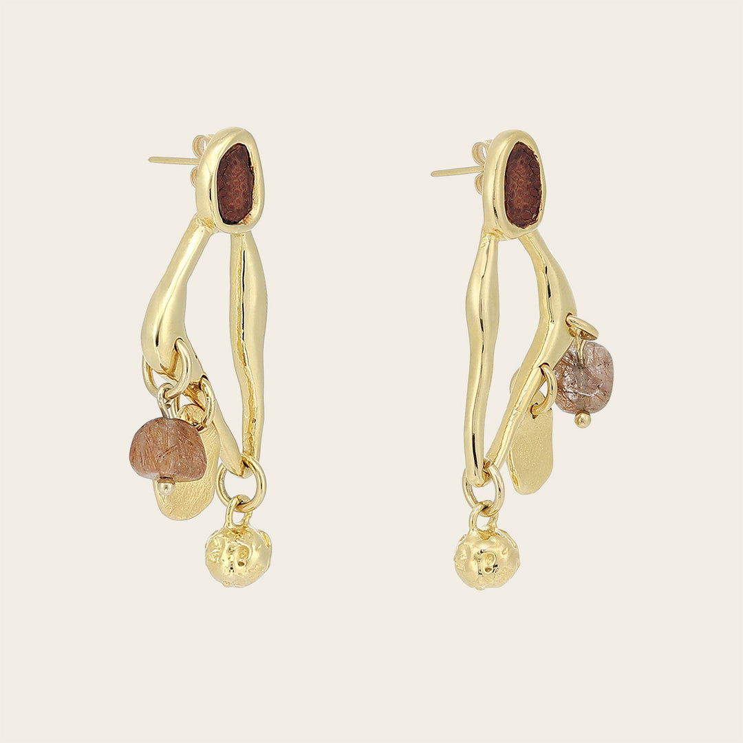 Aretes en piel genuina de lizard para dama