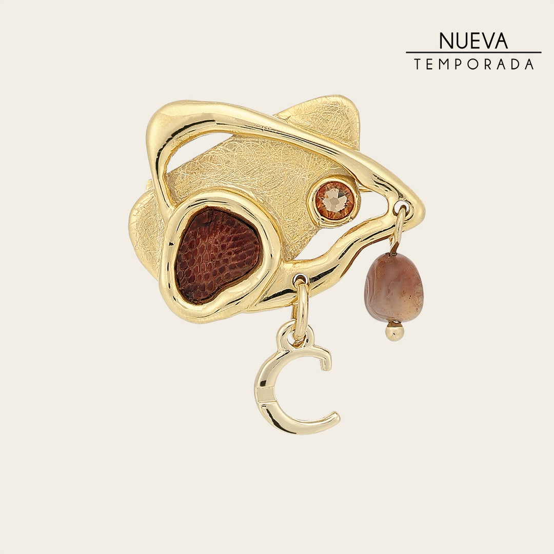 Broche en piel genuina de lizard para dama