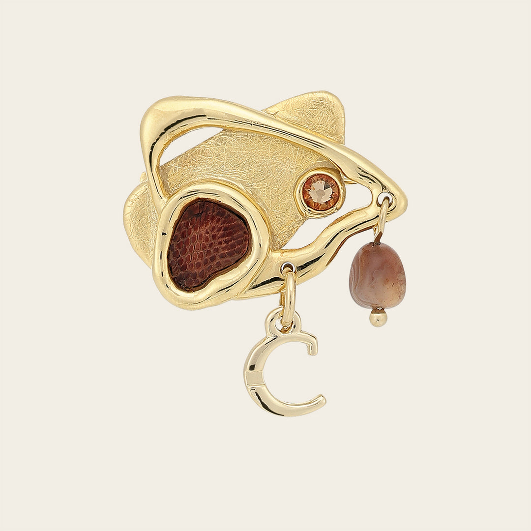 Broche en piel genuina de lizard para dama