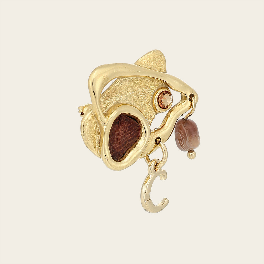 Broche en piel genuina de lizard para dama