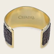 Brazalete ajustable en piel genuina de cocodrilo para dama Joyería 