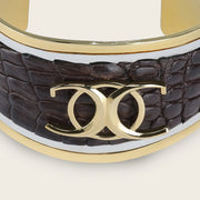 Brazalete ajustable en piel genuina de cocodrilo para dama Joyería 