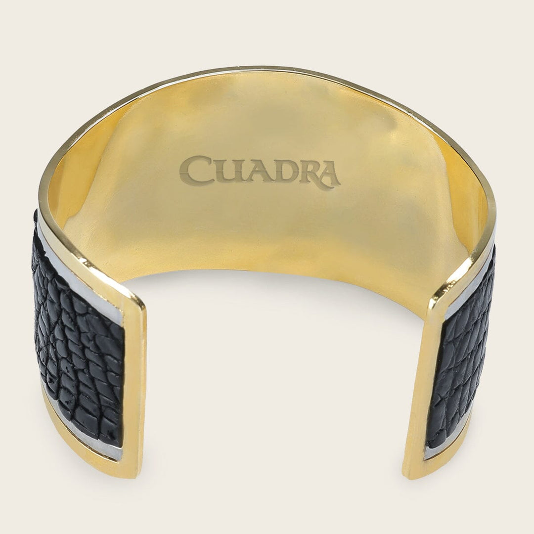 Brazalete ajustable en piel genuina de cocodrilo para dama Joyería 