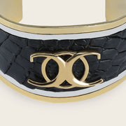 Brazalete ajustable en piel genuina de cocodrilo para dama Joyería 