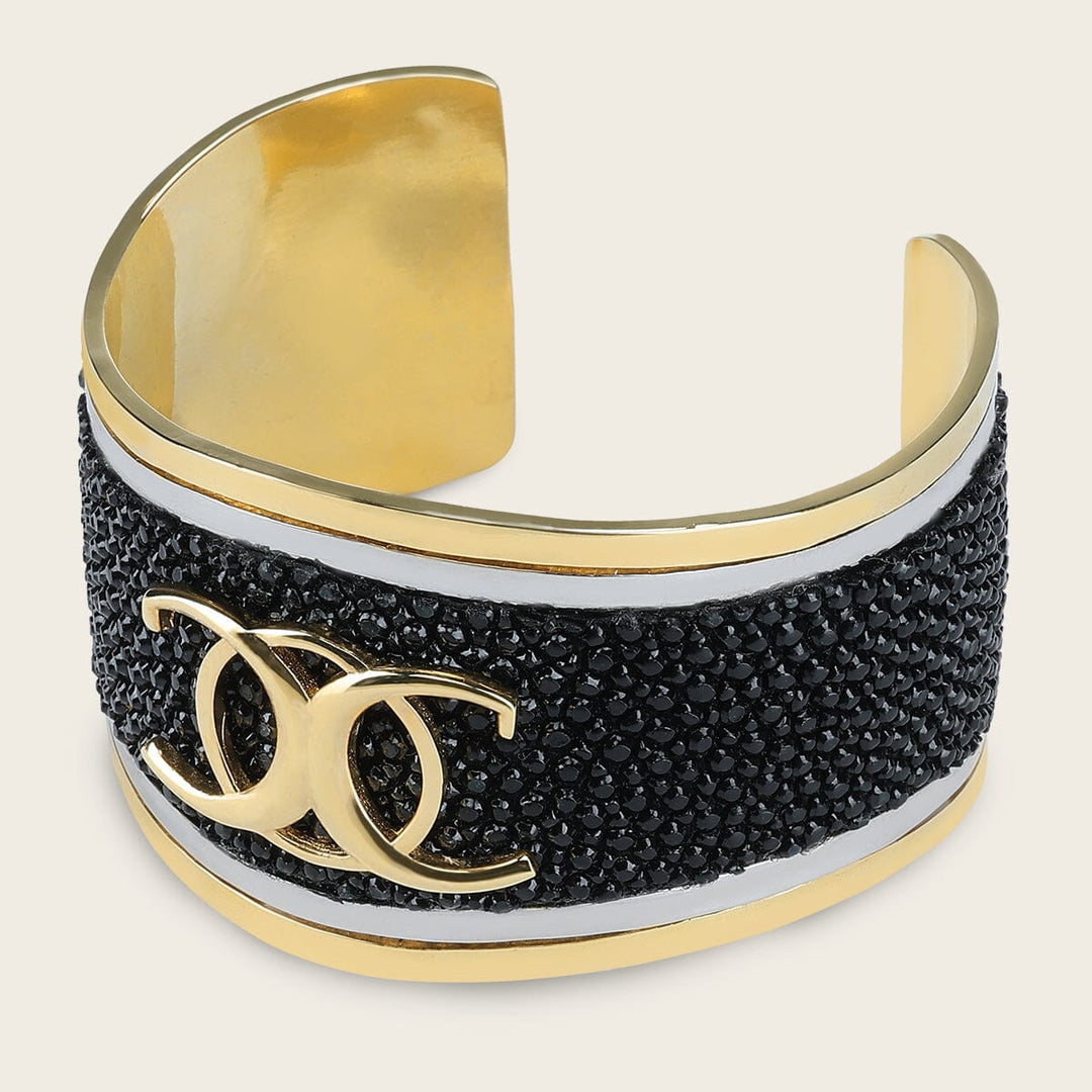 Brazalete ajustable en piel genuina de mantarraya para dama Joyería 