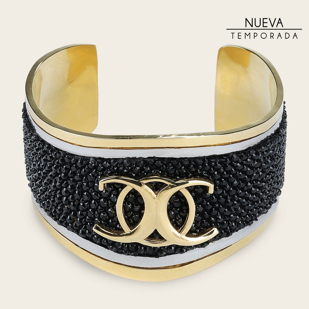 Brazalete ajustable en piel genuina de mantarraya para dama Joyería 