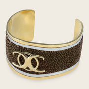 Brazalete ajustable en piel genuina de mantarraya para dama Joyería 