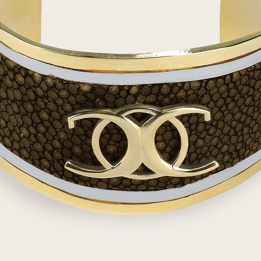 Brazalete ajustable en piel genuina de mantarraya para dama Joyería 