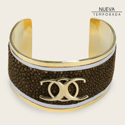 Brazalete ajustable en piel genuina de mantarraya para dama Joyería 