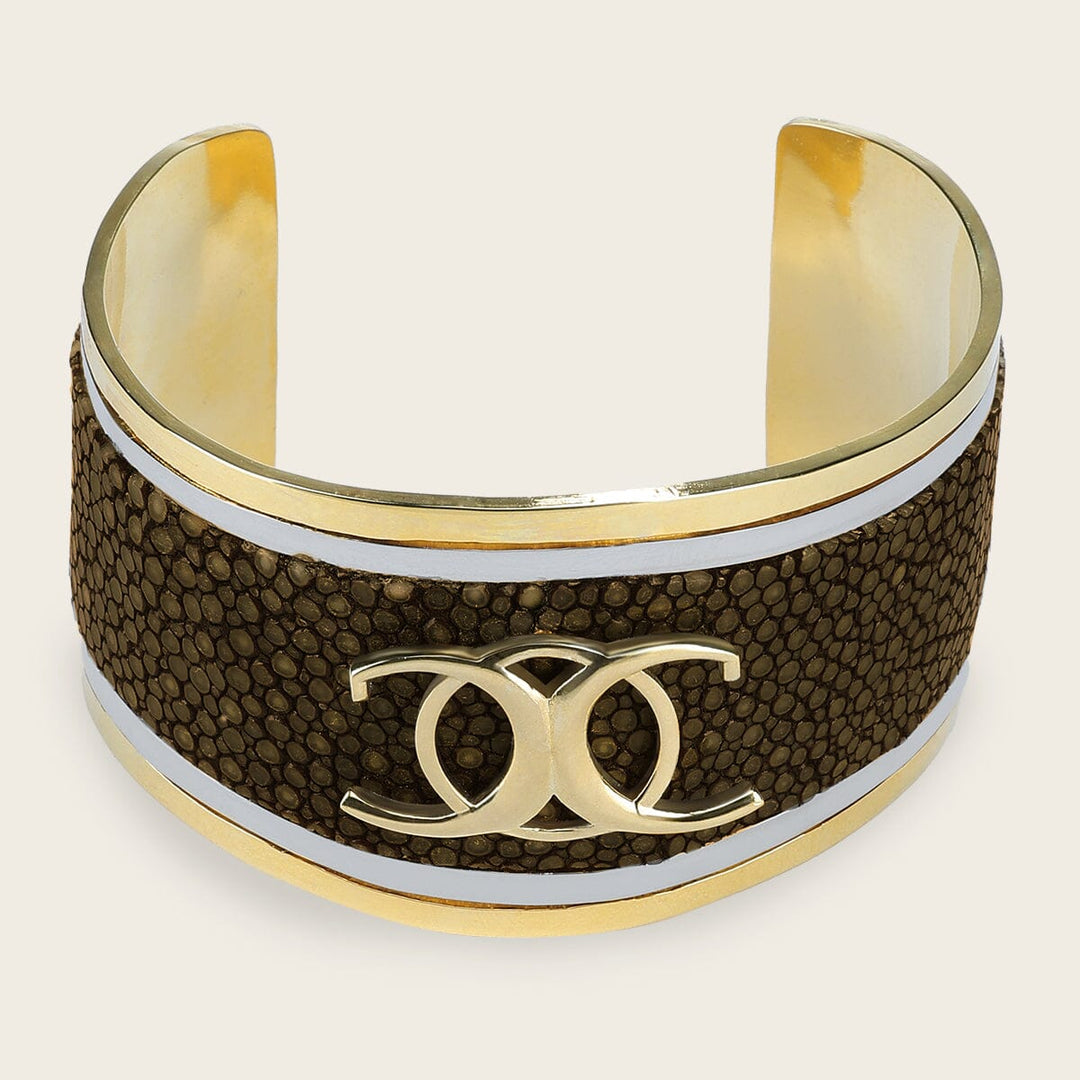 Brazalete ajustable en piel genuina de mantarraya para dama Joyería 
