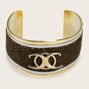 Brazalete ajustable en piel genuina de mantarraya para dama Joyería 