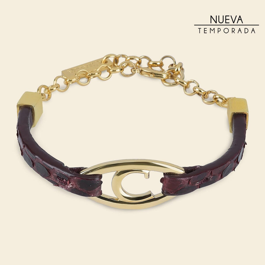 Pulsera en piel genuina de pitón para dama Joyería 
