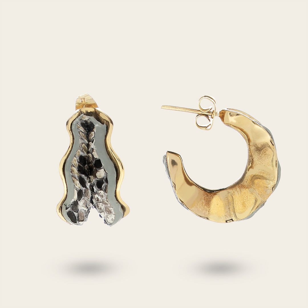 Arracadas en piel genuina de pitón para dama