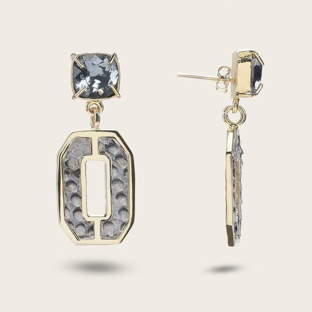 Aretes para dama en piel genuina de pitón Joyería 