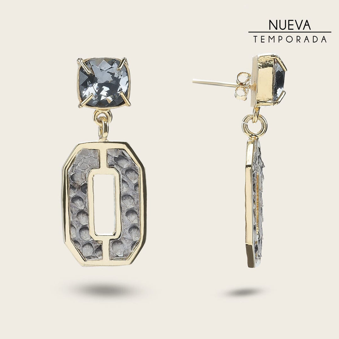 Aretes para dama en piel genuina de pitón Joyería 